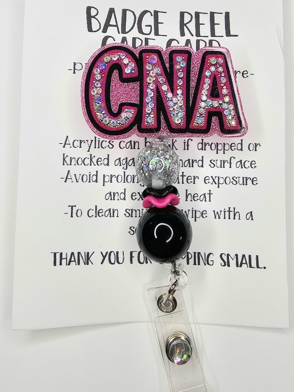 CNA Pink Sparkle Badge Reel